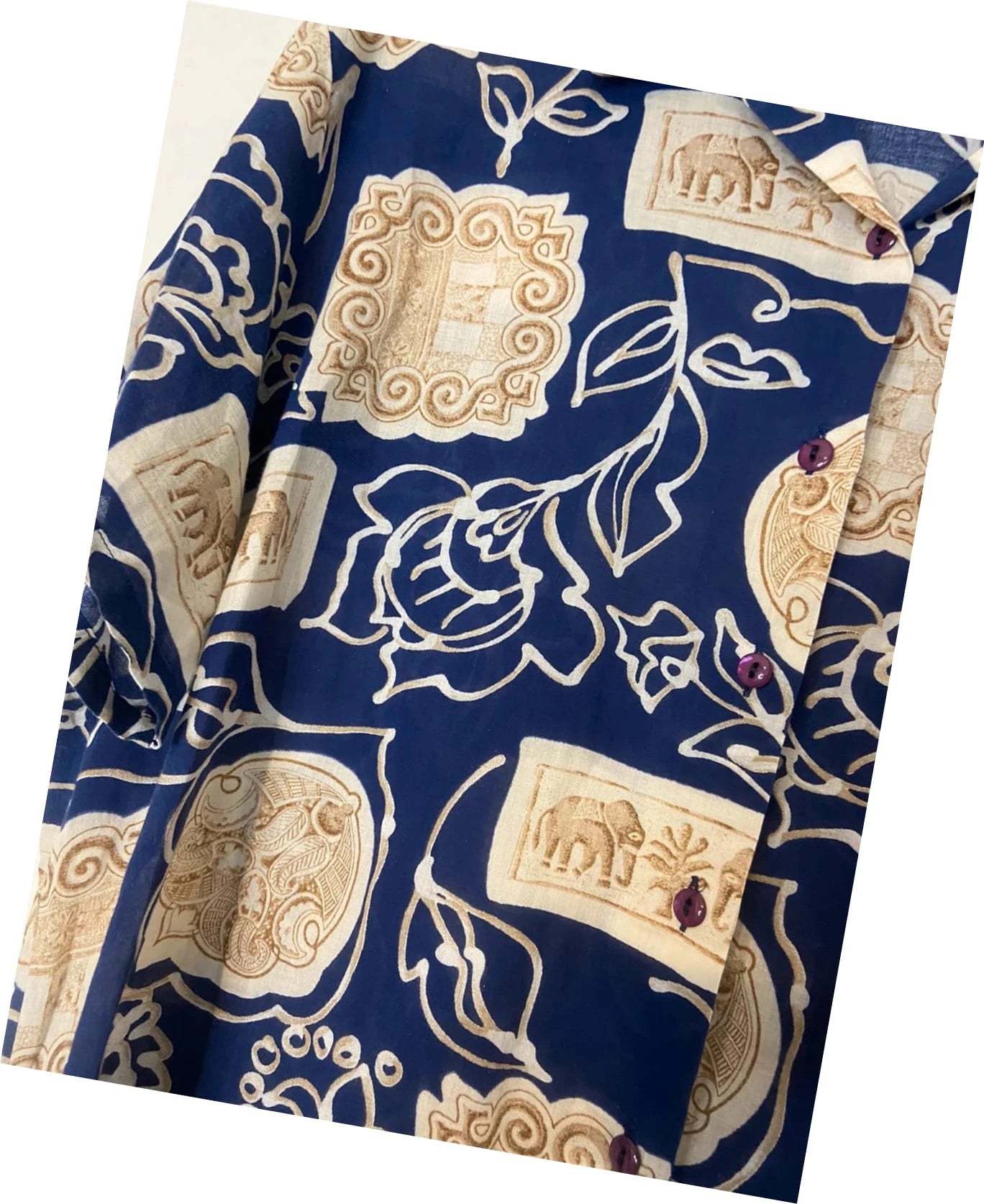 Chemisier vintage motifs éléphant