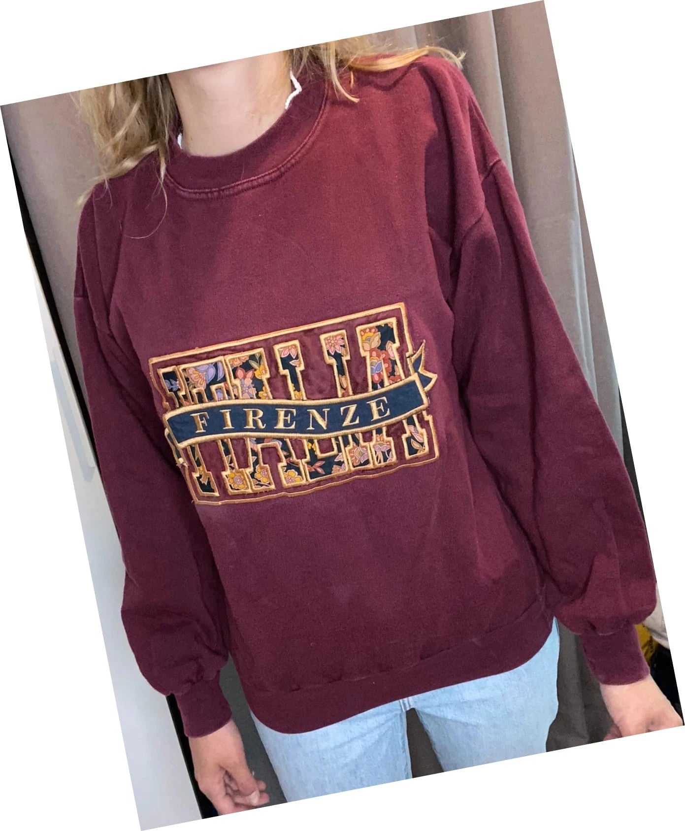 Sweat vintage brodé Firenze Italia