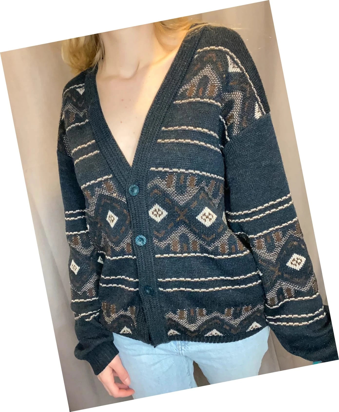 Cardigan vintage à motifs