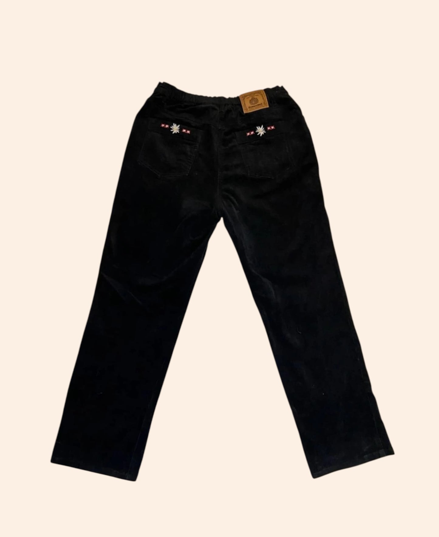 Pantalon Hammerschmid en velours côtelé fleurs brodées