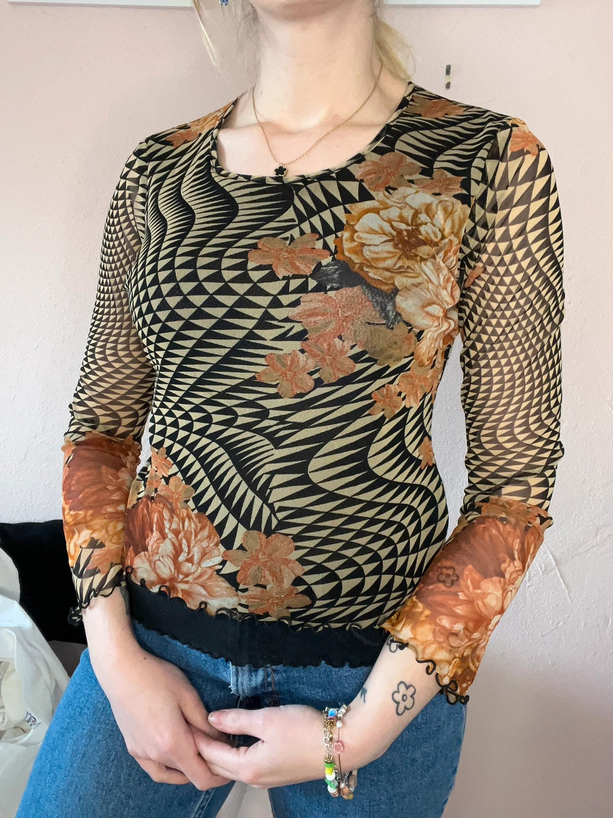 Top vintage en mesh y2k