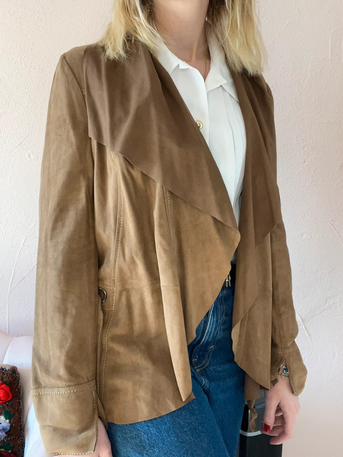 Veste légère en cuir suédé