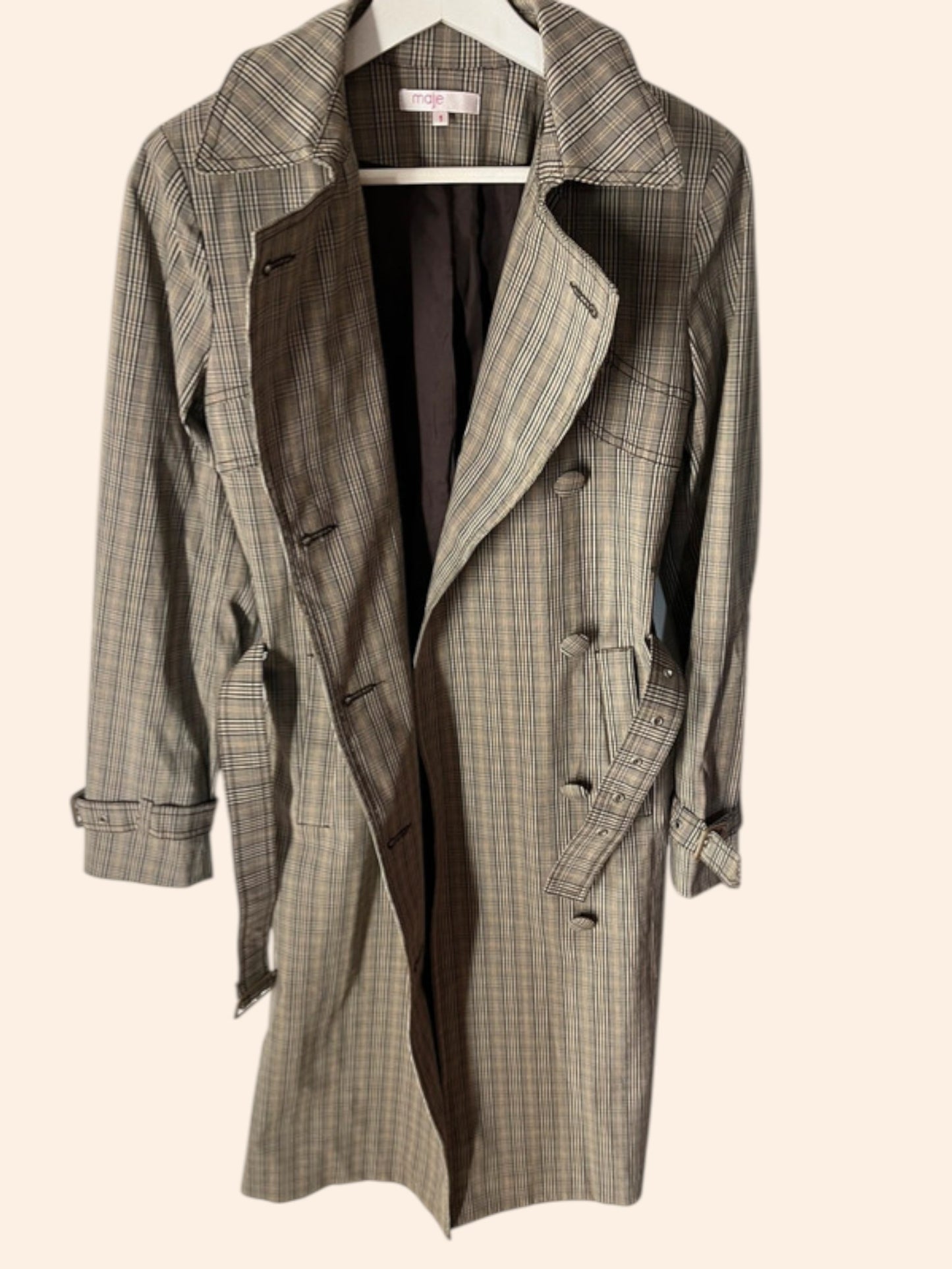 Trench Maje vintage à carreaux