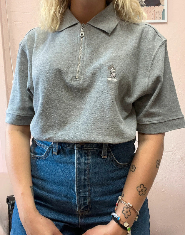 Polo vintage Disneyland Paris 1/4 zip - Mickey brodé