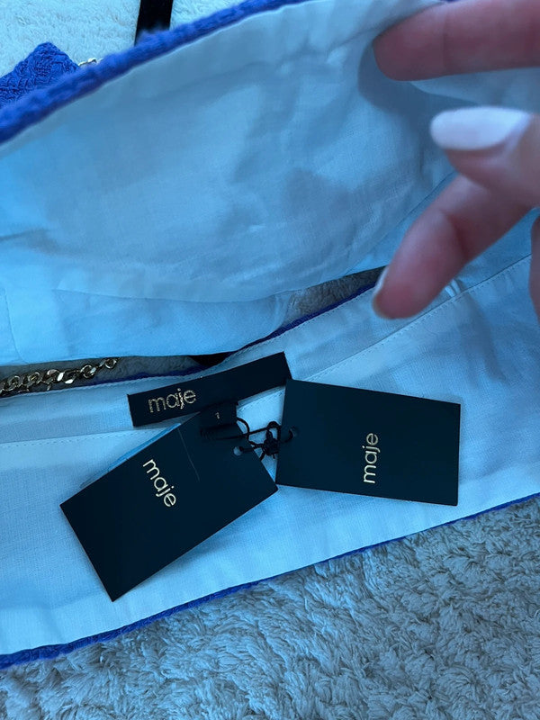 Top Court Maje violet - Tweed & bretelles dorées