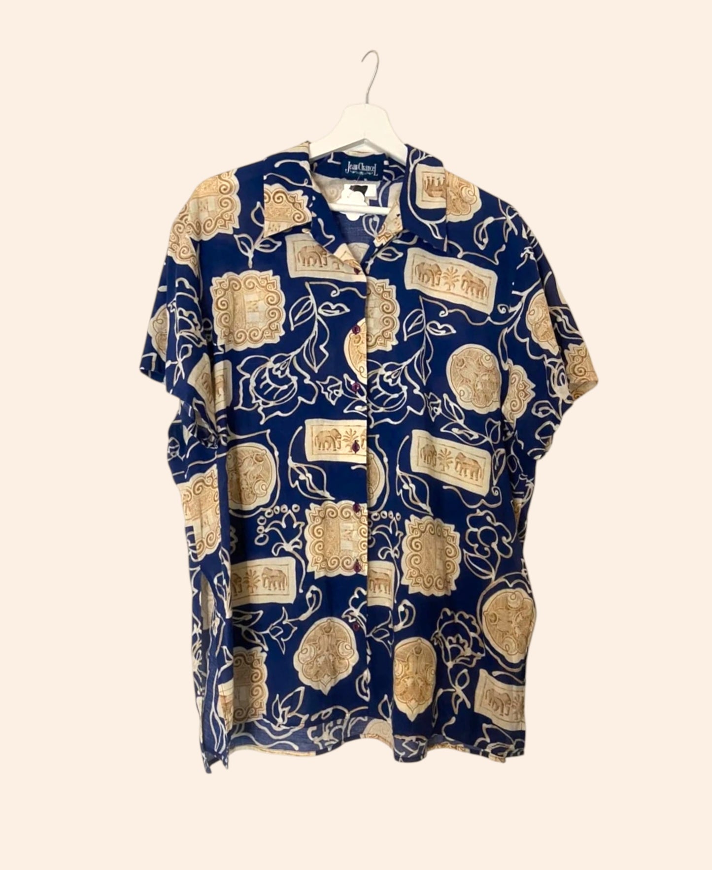 Chemisier vintage motifs éléphant