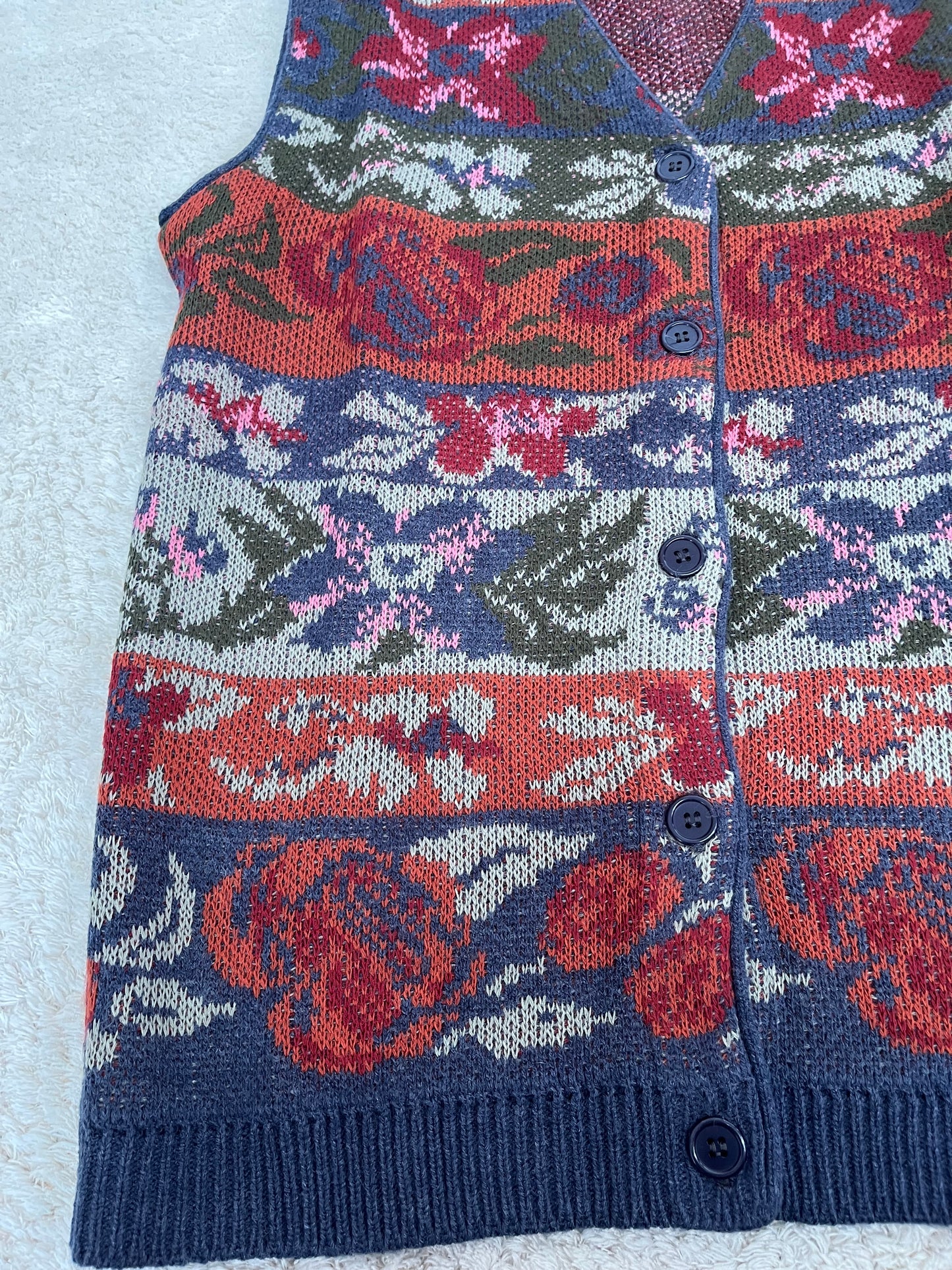 Cardigan sans manches vintage - Motifs fleurs