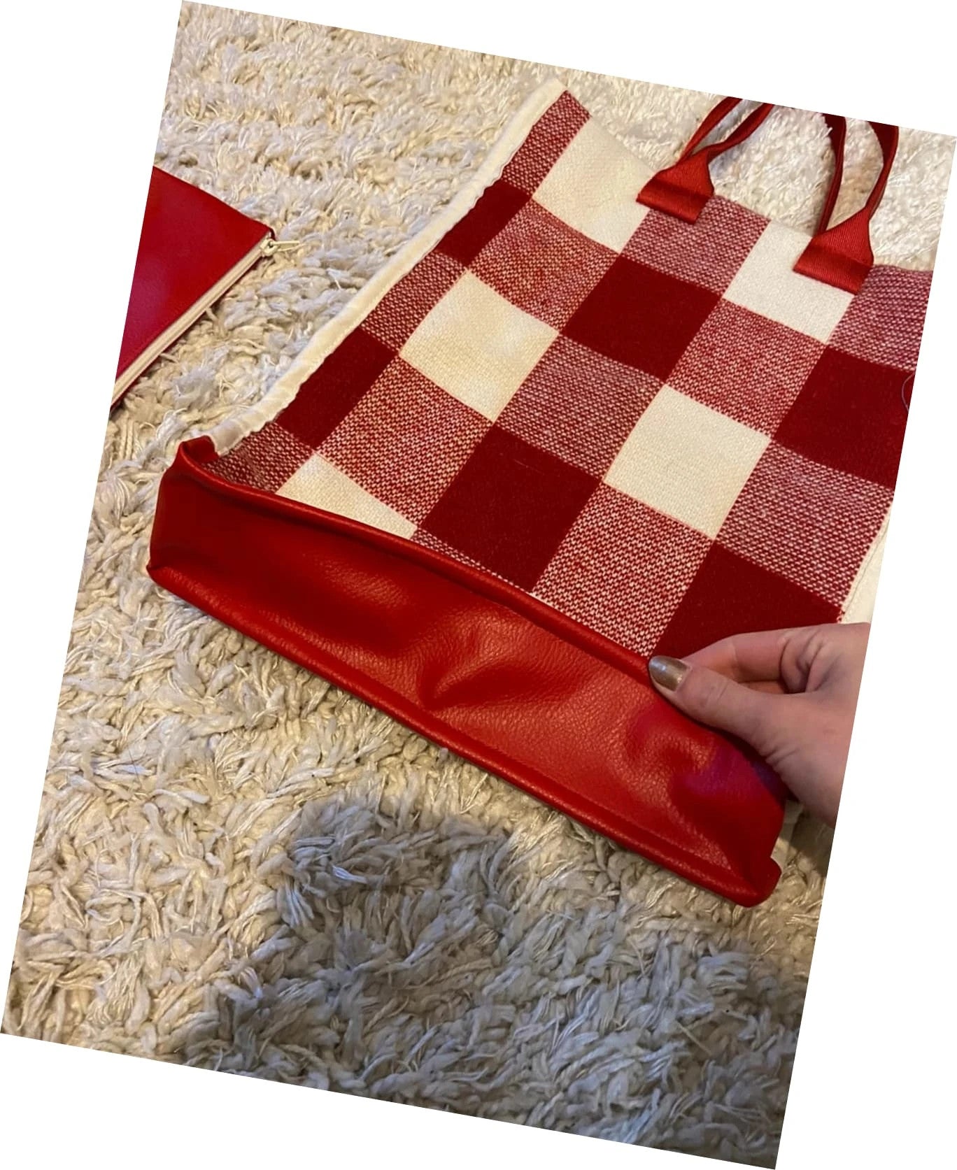 Sac à main motifs vichy + pochette cousu main