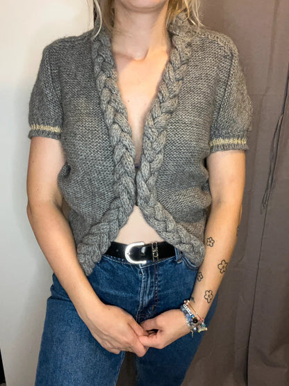 Cardigan Maje tressé manches courtes