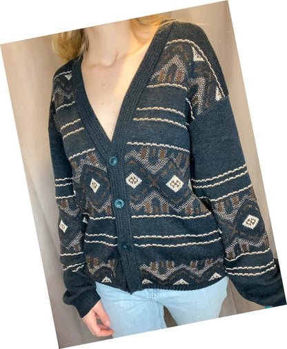 Cardigan vintage à motifs