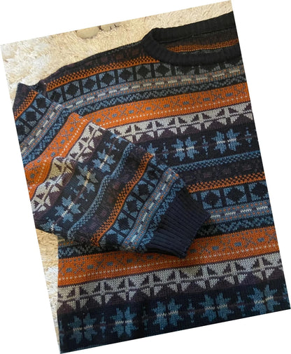 Pull d’hiver motifs Jacquard vintage
