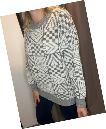 Pull vintage à motifs graphique