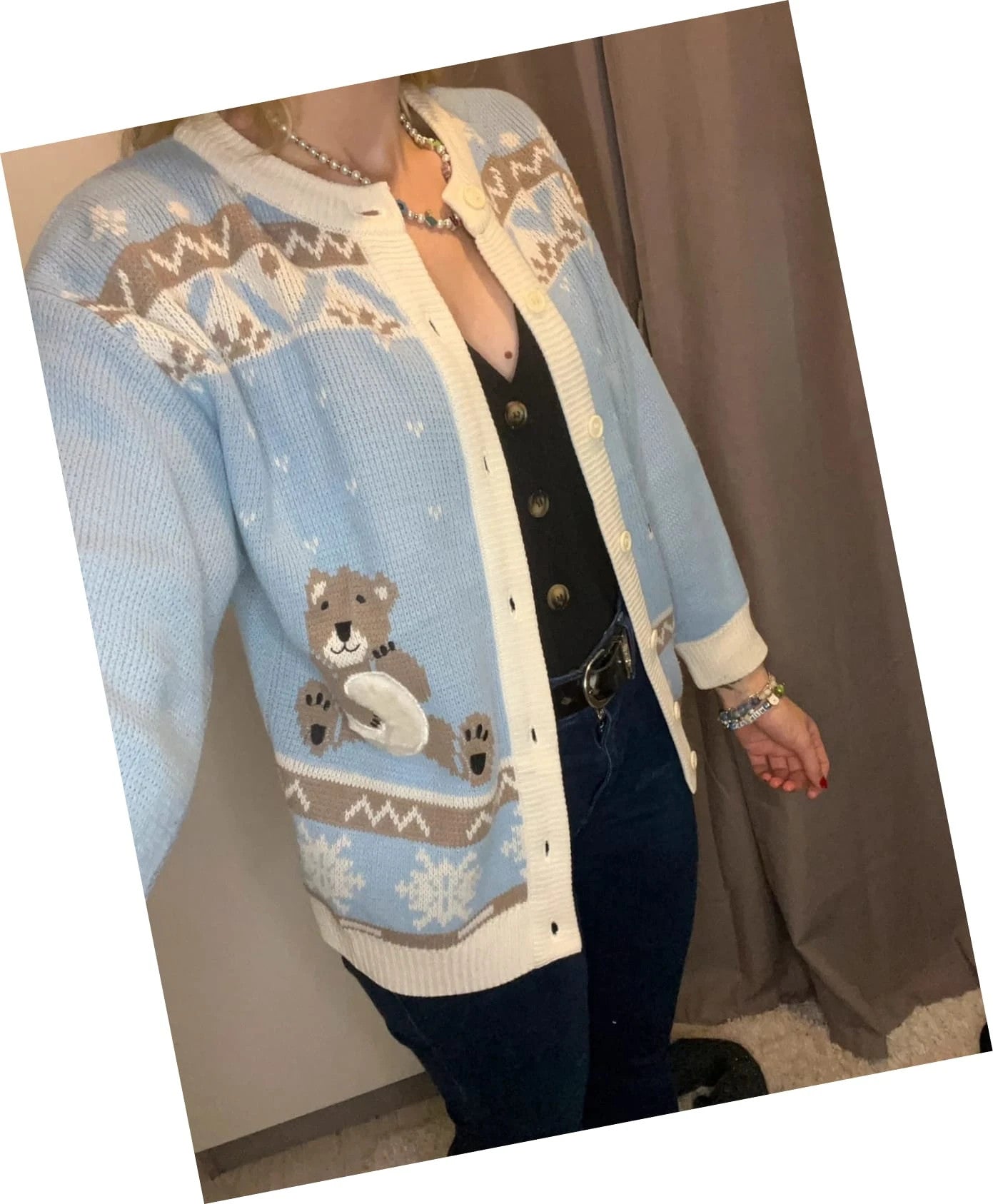 Cardigan vintage oursons