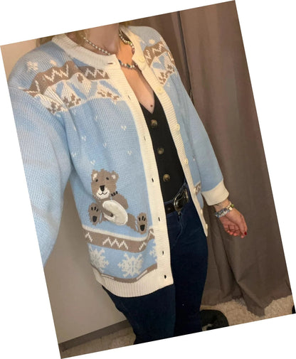 Cardigan vintage oursons