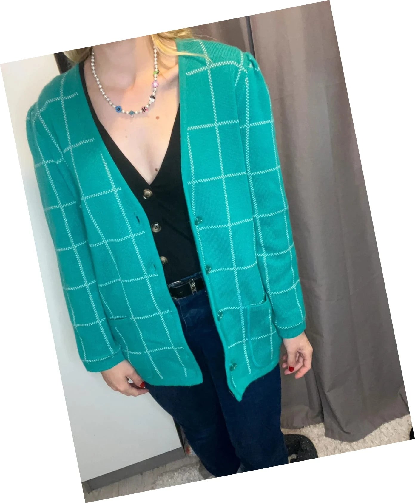 Cardigan vintage à carreaux