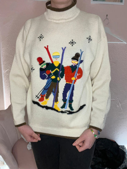 Pull vintage d’hiver à motifs brodé