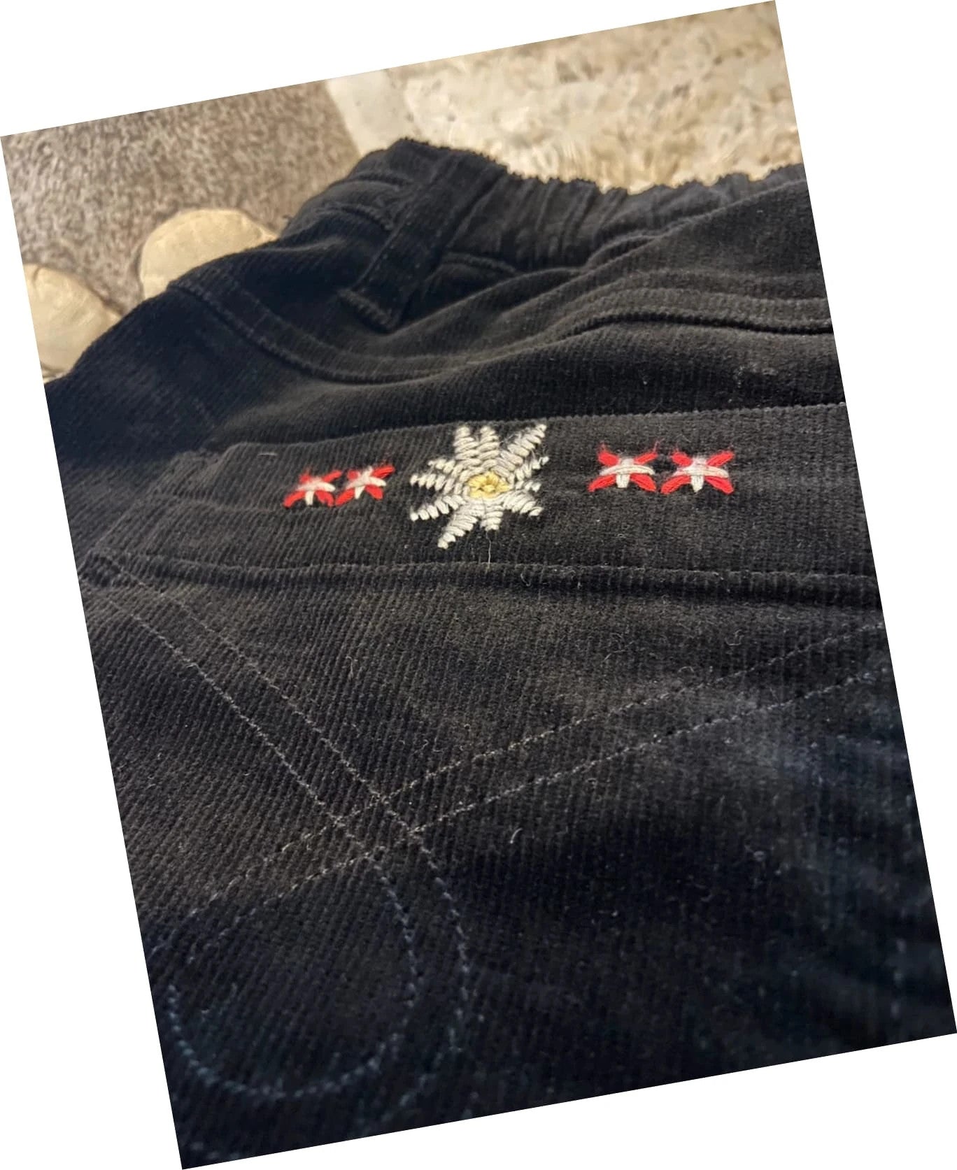 Pantalon Hammerschmid en velours côtelé fleurs brodées