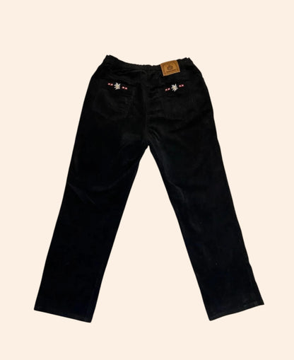 Pantalon Hammerschmid en velours côtelé fleurs brodées