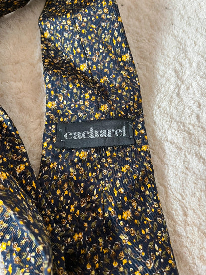 Cravate Cacharel vintage à fleurs en soie made in Italy