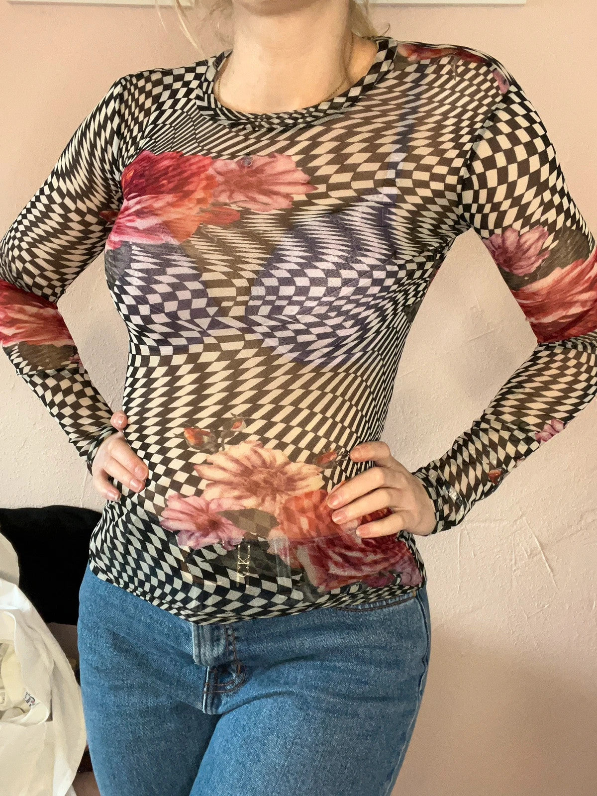 Top vintage en mesh Y2k
