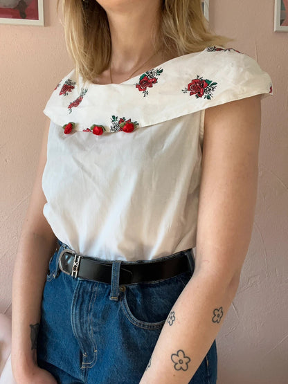 Top vintage à fleurs