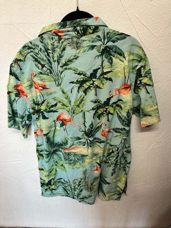 Chemisette hawaïenne motifs flamands roses