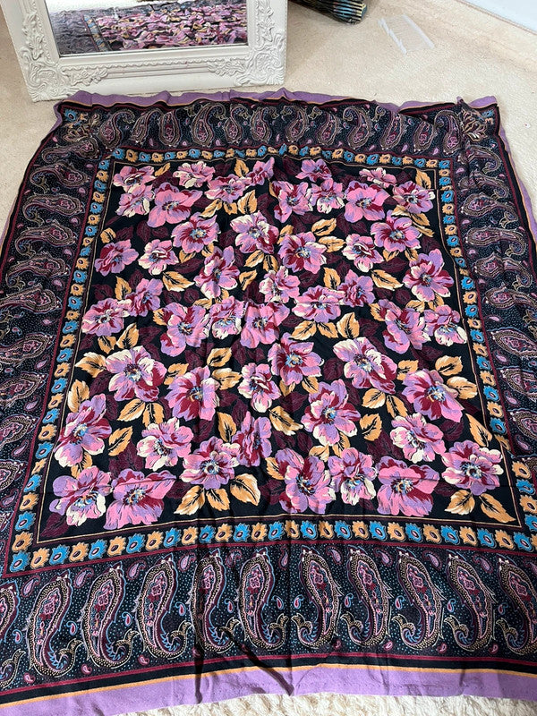 Foulard vintage à fleurs 80x75