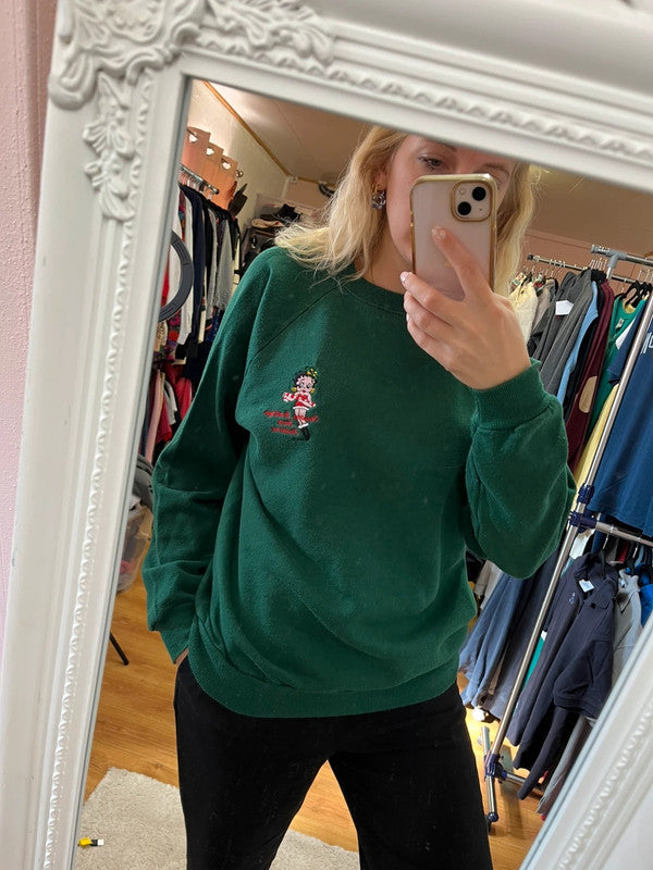 Sweat crewneck vintage Betty Boop made in USA - Coupe boxy
