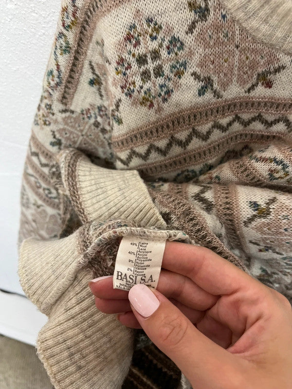Pull Lacoste vintage en maille - Motifs jacquard