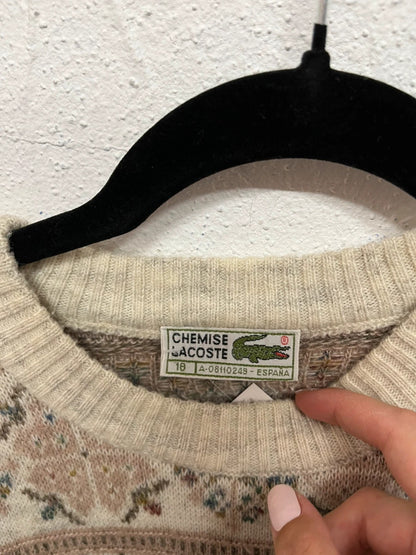 Pull Lacoste vintage en maille - Motifs jacquard