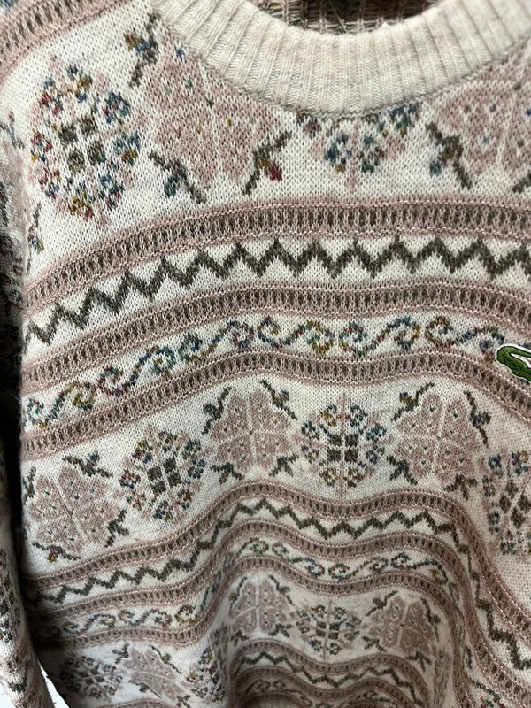 Pull Lacoste vintage en maille - Motifs jacquard