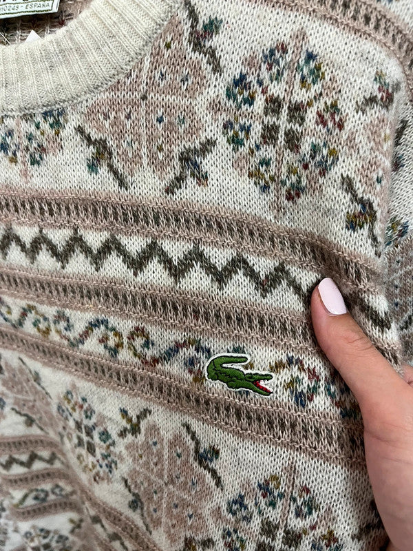 Pull Lacoste vintage en maille - Motifs jacquard