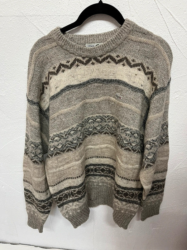 Pull Lacoste vintage en maille - Motifs jacquard