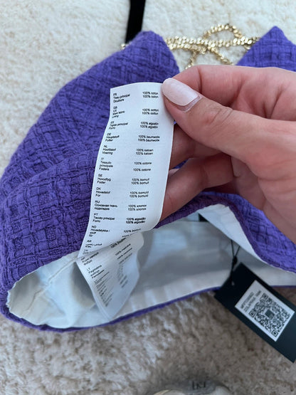 Top Court Maje violet - Tweed & bretelles dorées