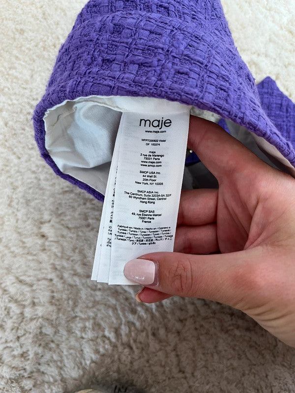 Top Court Maje violet - Tweed & bretelles dorées