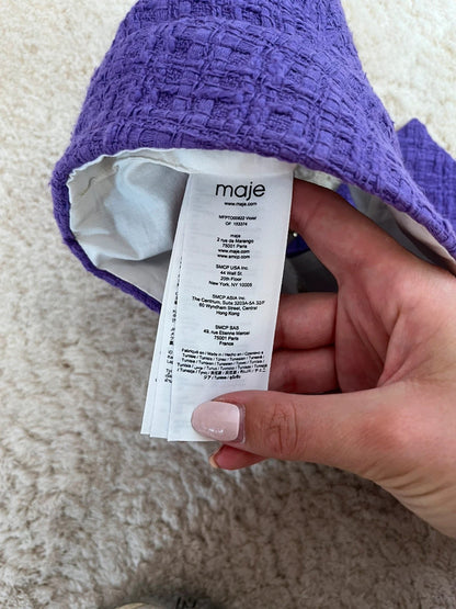 Top Court Maje violet - Tweed & bretelles dorées