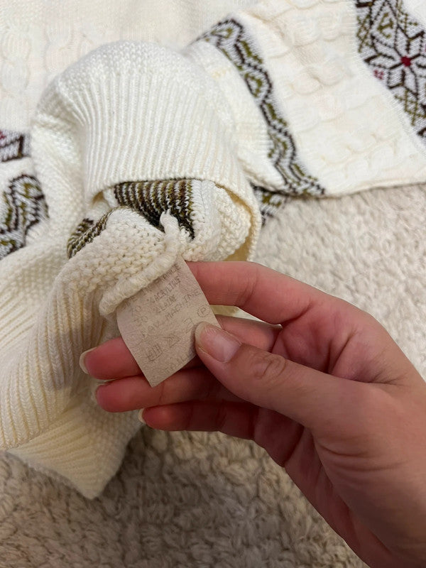 Pull vintage col V - Motifs jacquard