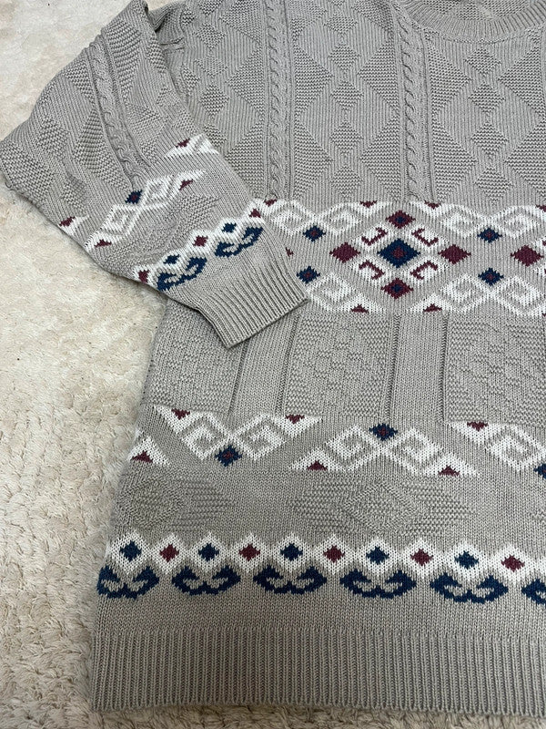 Pull vintage en maille - Motifs géométriques