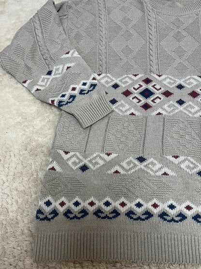 Pull vintage en maille - Motifs géométriques