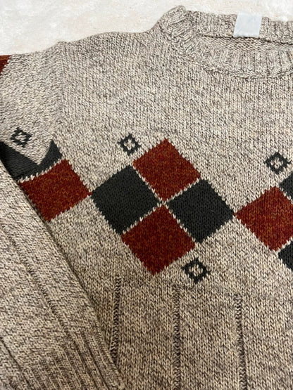 Pull Vintage en maille - Motifs losange