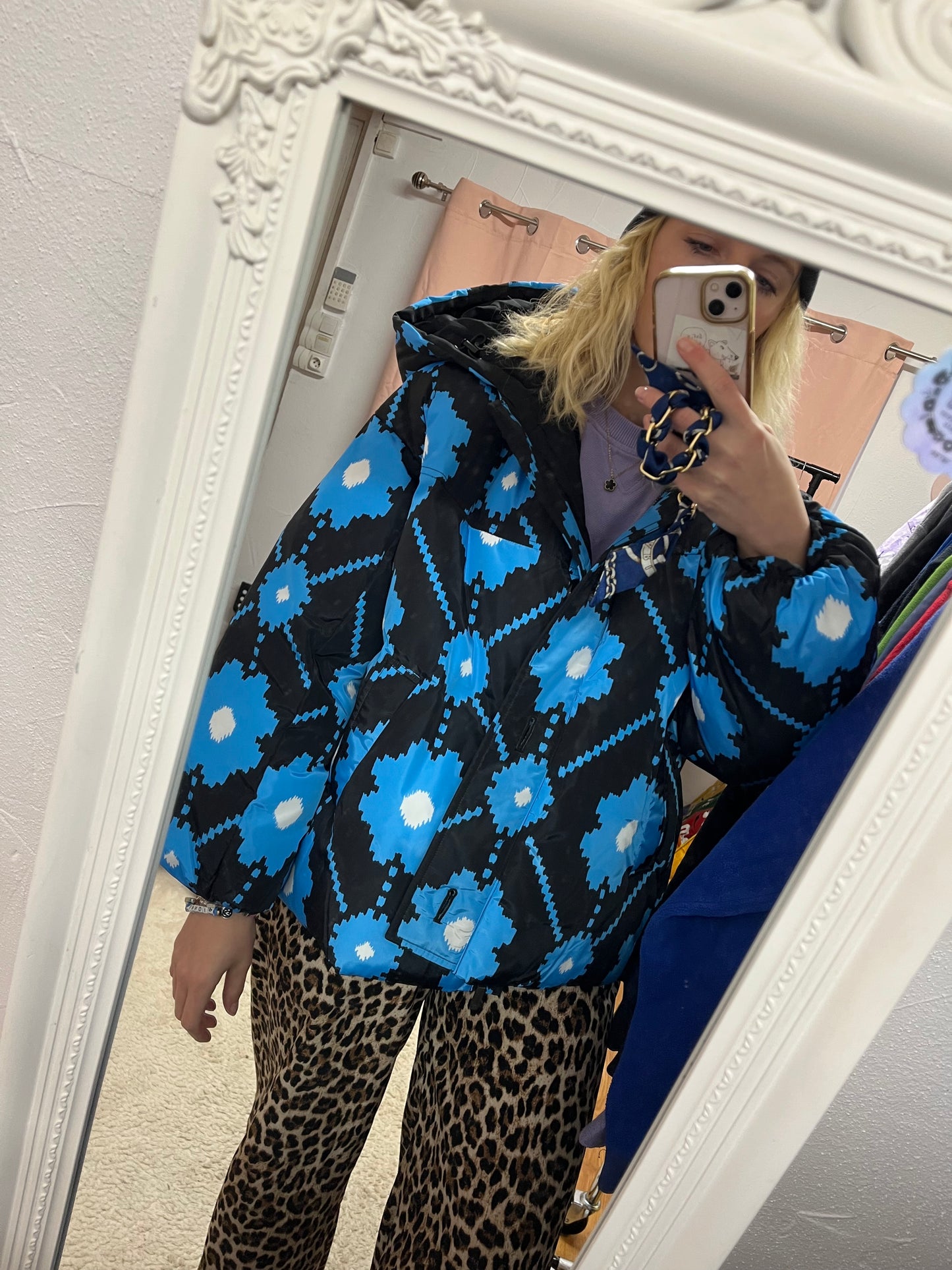 Doudoune Maje à capuche - Motifs floral