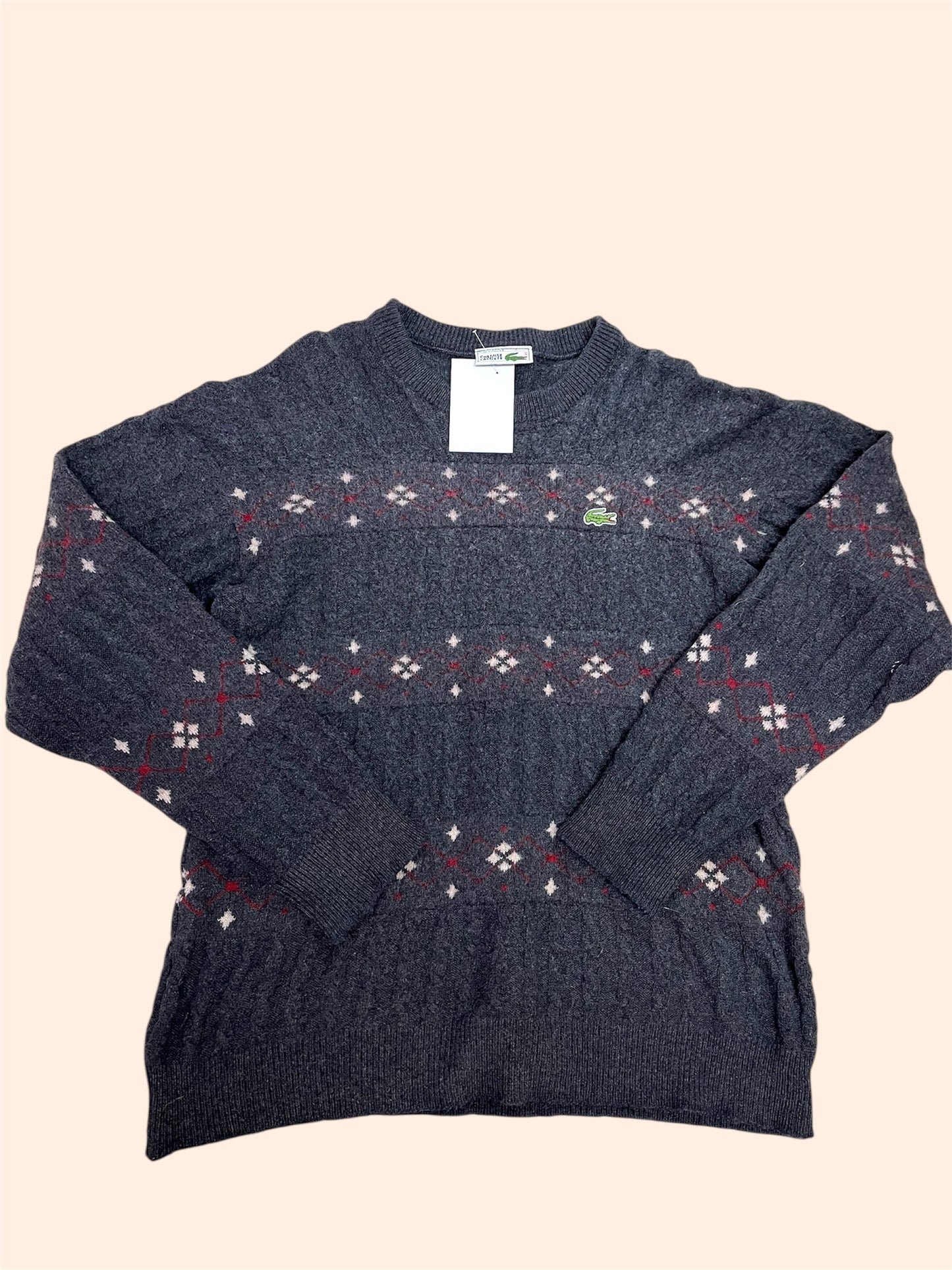 Pull vintage Lacoste à motifs jacquard