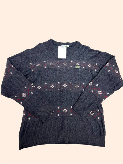 Pull vintage Lacoste à motifs jacquard