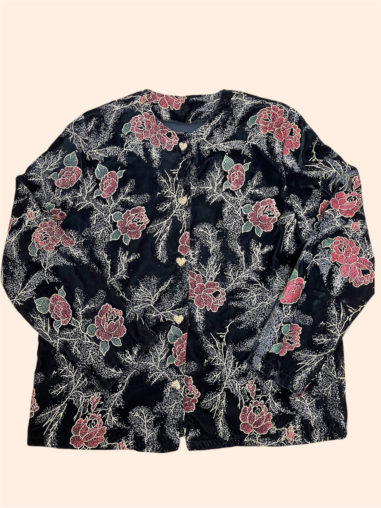 Veste vintage à fleurs - Détails dorés