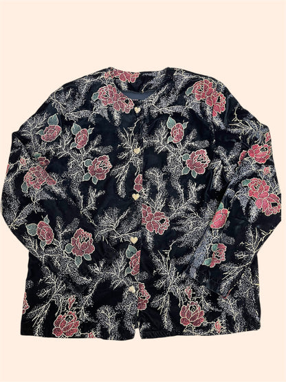 Veste vintage à fleurs - Détails dorés