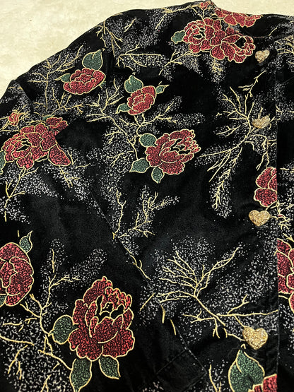 Veste vintage à fleurs - Détails dorés