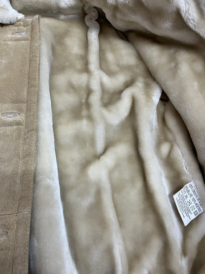 Veste vintage en cuir véritable - Fausse fourrure