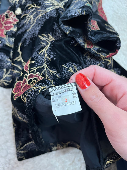 Veste vintage à fleurs - Détails dorés