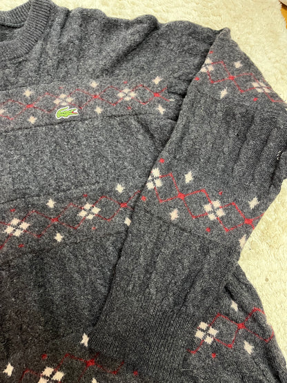 Pull vintage Lacoste à motifs jacquard