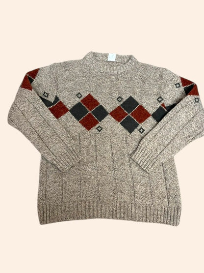 Pull Vintage en maille - Motifs losange